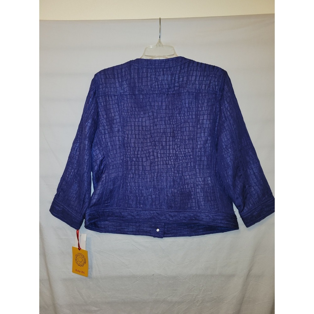 Ruby Rd Jacket 12 Cobalt Button Up Crop Pockets T… - image 12